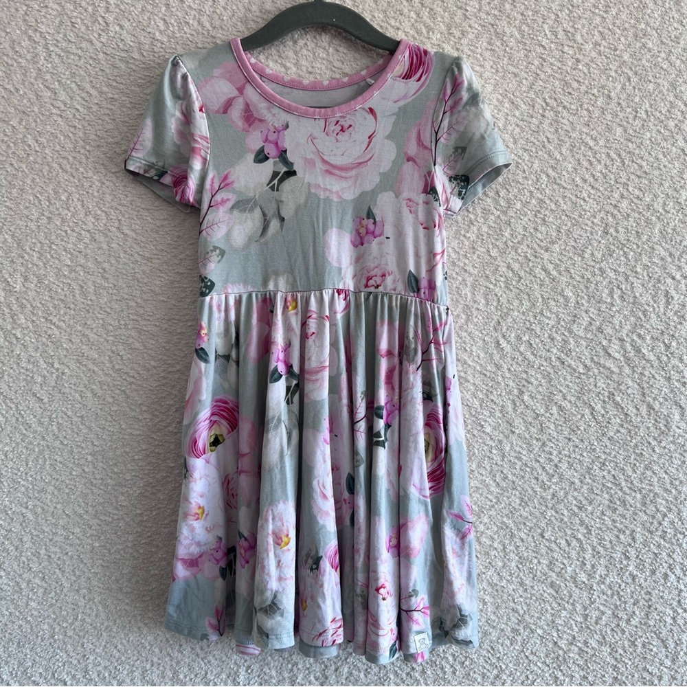 Little Snuggles Girls Twirl‎ Floral Short Sleeves Dress Bamboo Size 3T